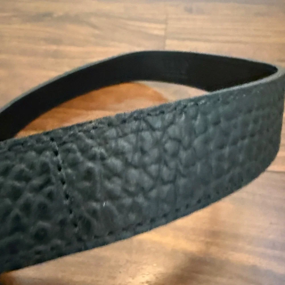 MM6 Maison Margiela Shrunken Grain Leather Interlocking Buckle Belt Italy M 30